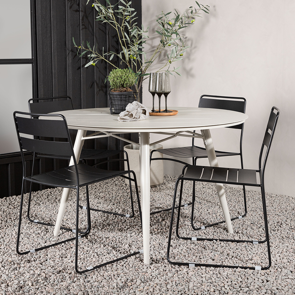 Matgrupp Utomhus Venture Home Lina Ø120 cm med 4 Lina Trädgårdsstolar