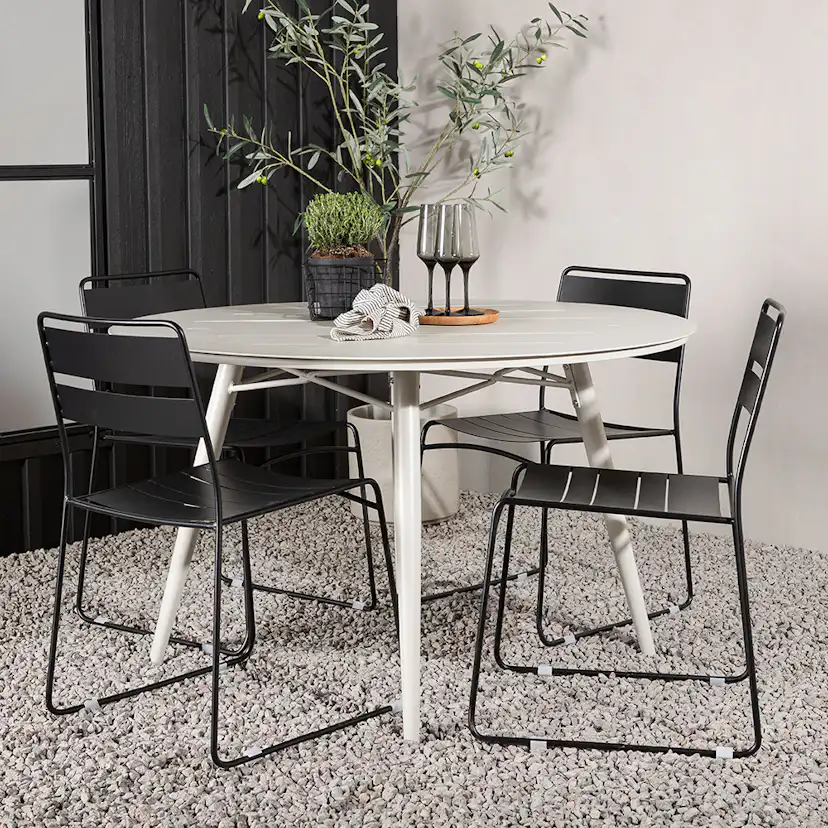 Lina Dining Table - Beige - Round 120 cm _1+ Lina Dining Cha Beige/Svart