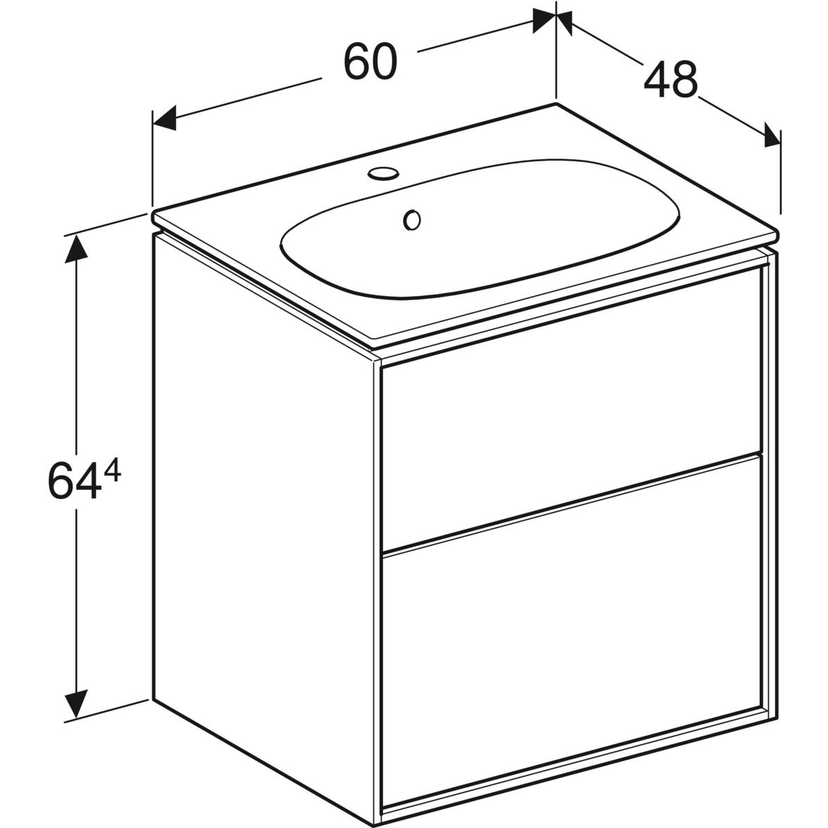 Tvättställsskåp Ifö Sense Art Smal Design 60 med 2 Lådor