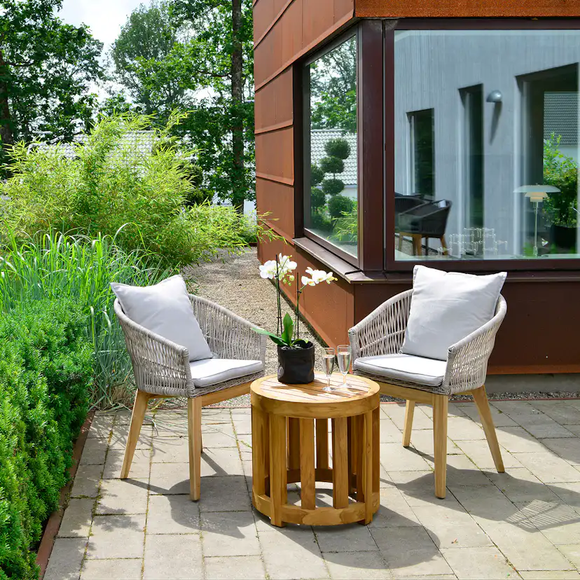 Utebord Hillerstorp Himmelsnäs Rund Ø 50 cm Teak Träbord
