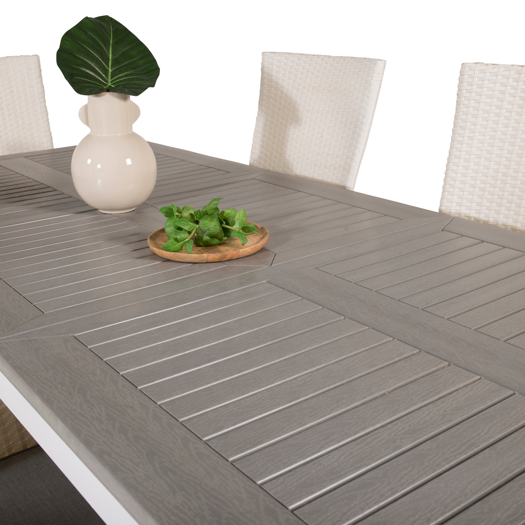 Albany Dining Table 152/210*90 - White Alu / Grey Aintwood+P Vit/Grå