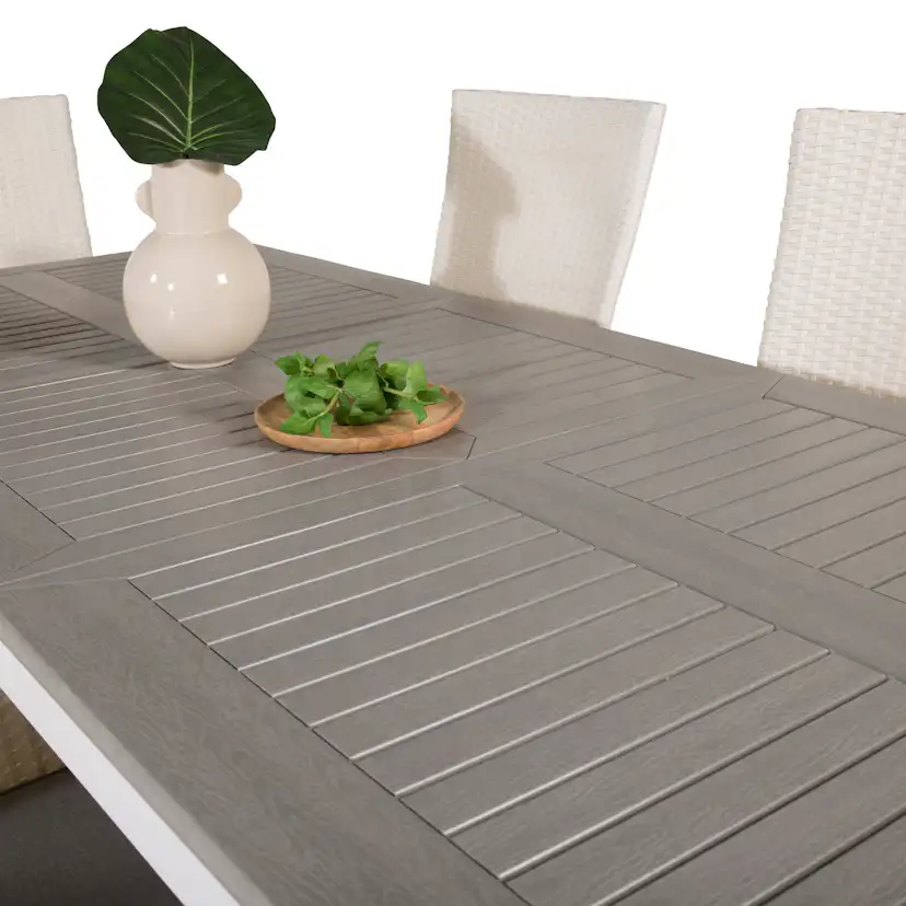 Albany Dining Table 152/210*90 - White Alu / Grey Aintwood+P Vit/Grå