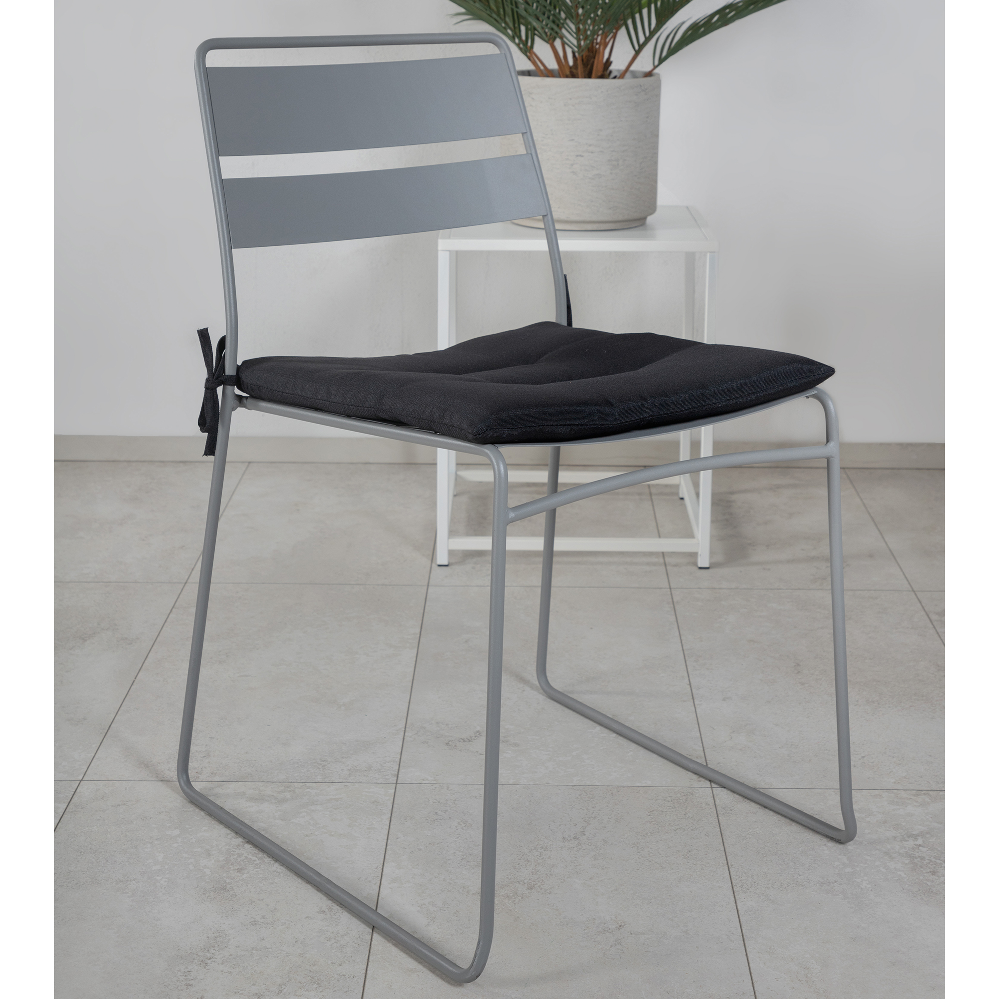 Alma Dining Table - White Alu - ø120cm+Lina Dining Chair - G Grå