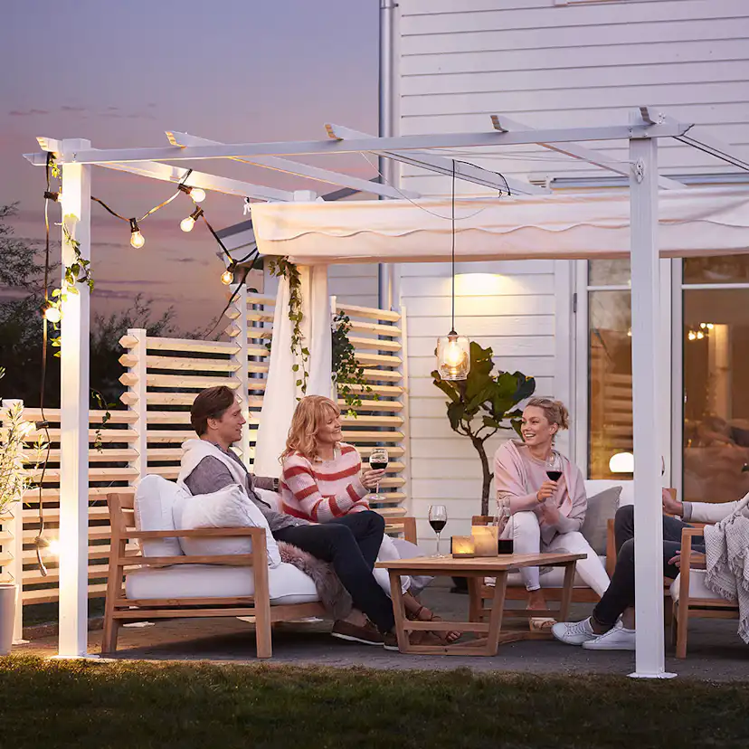 Pergola 3x3 m Vit Vit/Vit