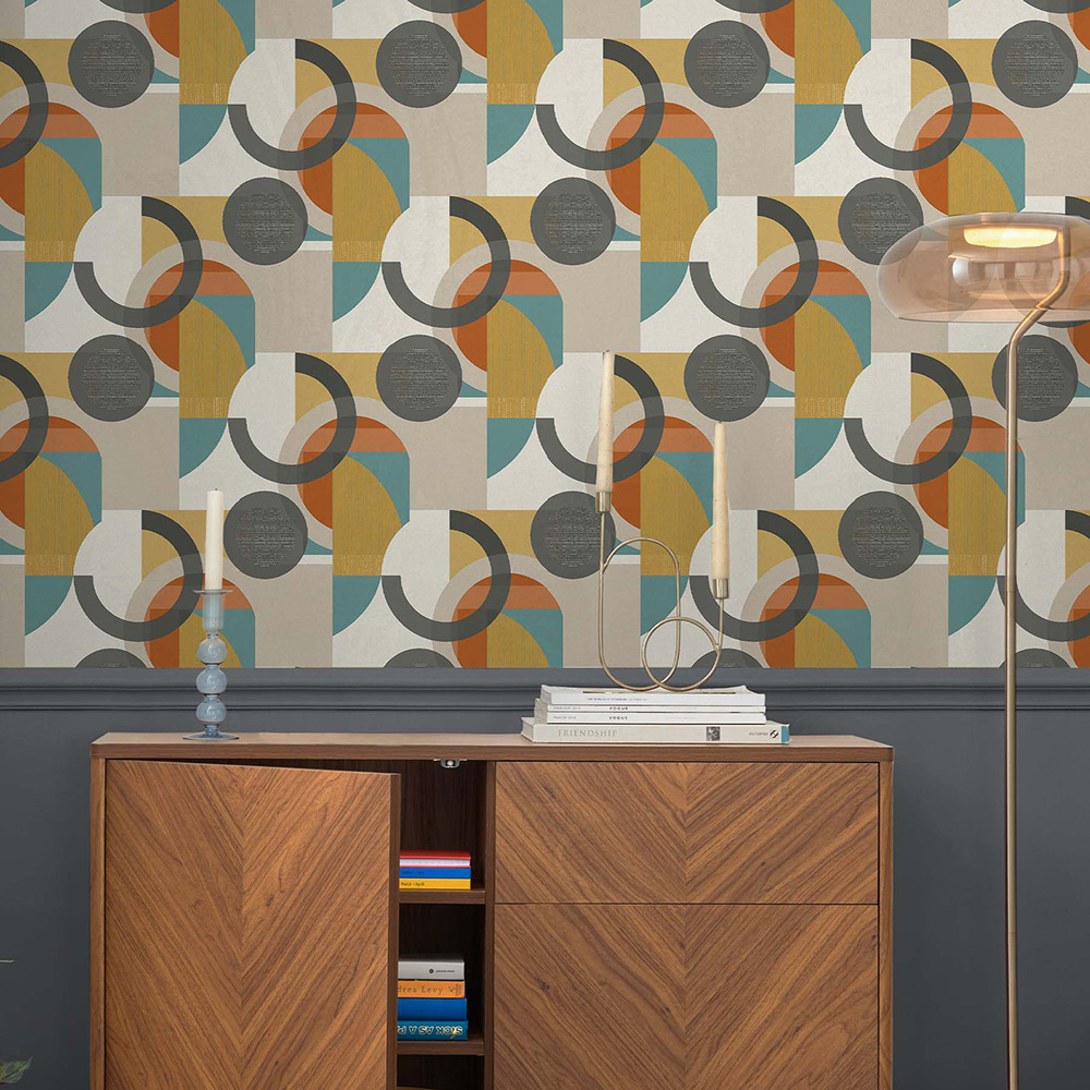 Tapet NEXT Retro Shapes Geo Orange