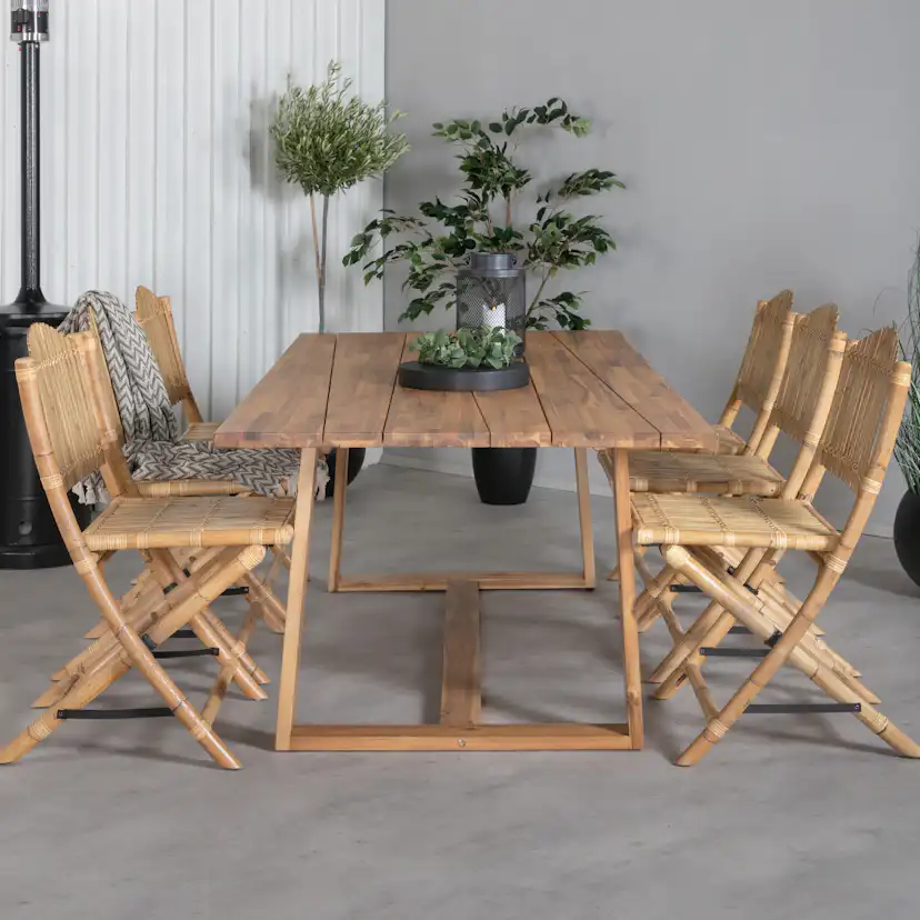 Matgrupp Venture Home Plarra med 6 Cave Matstolar