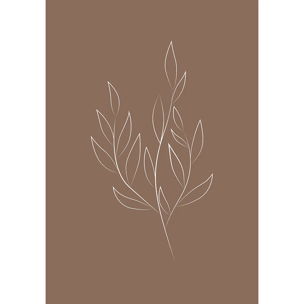 Posters Venture Home Drawed Leaf Brun