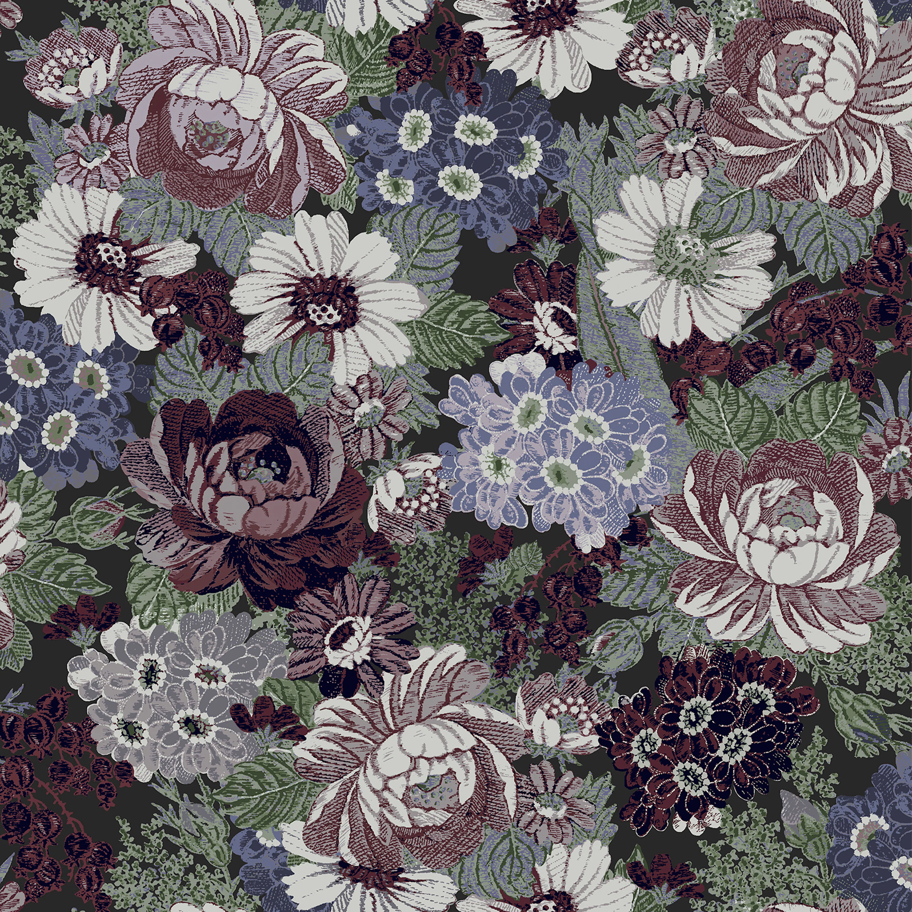 Tapet Laura Ashley Honnington Peonies Blackberry Purple 121088