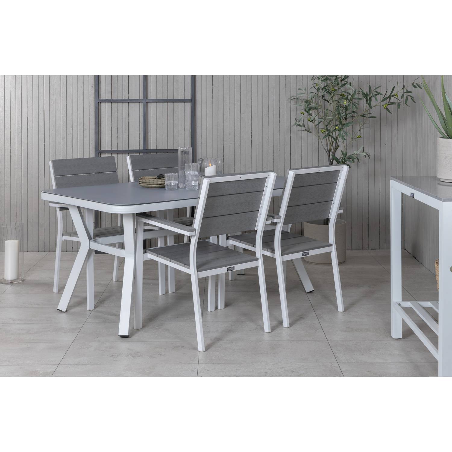Matgrupp Venture Home Virya Matgrupp Utomhus 160cm med 4 Levels Stapelbara Matstolar