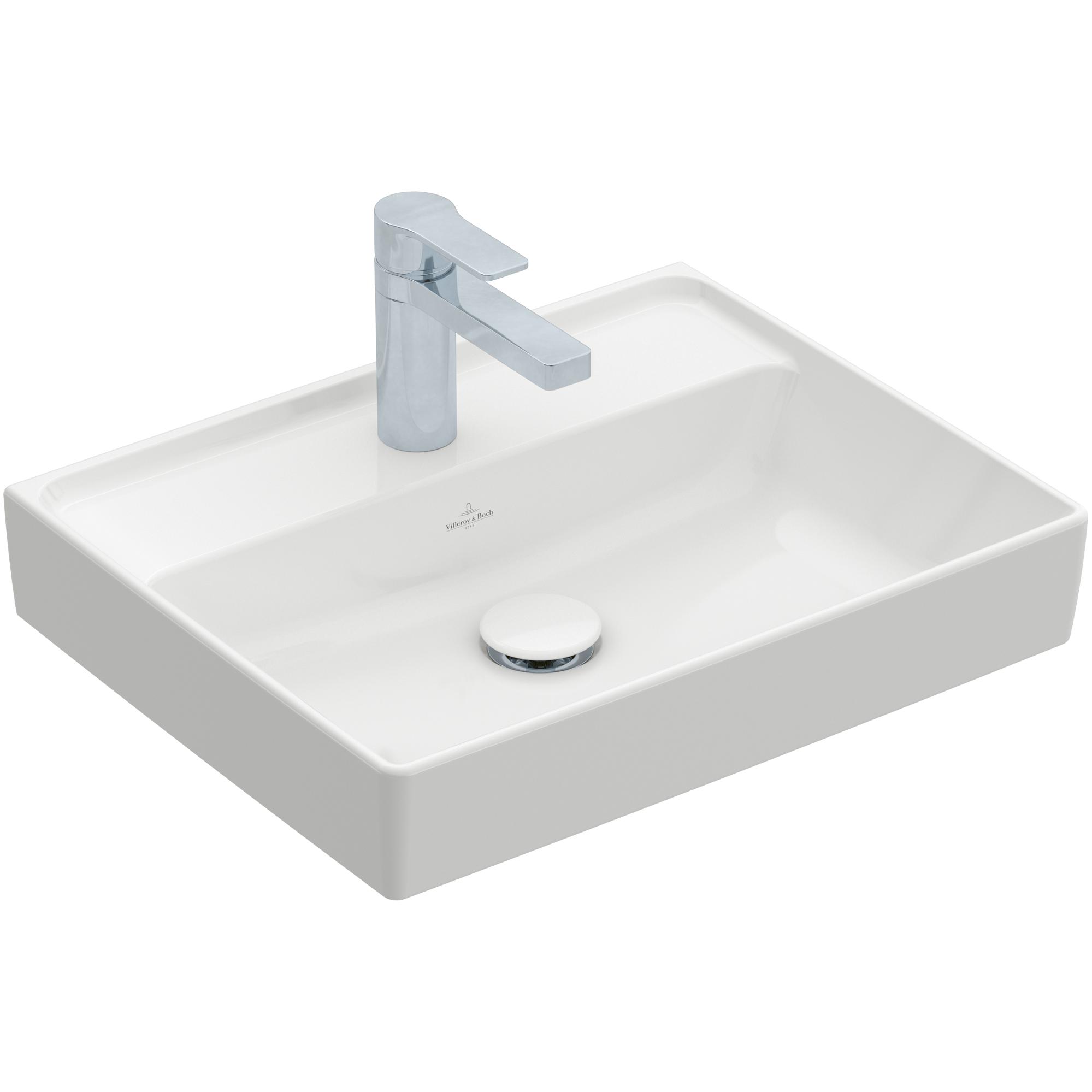 Tvättställ villeroy & Boch Collaro 433451R1 Vit Alpin CeramicPlus, Utan Bräddavlopp, 500 mm, för Enhålsblandare