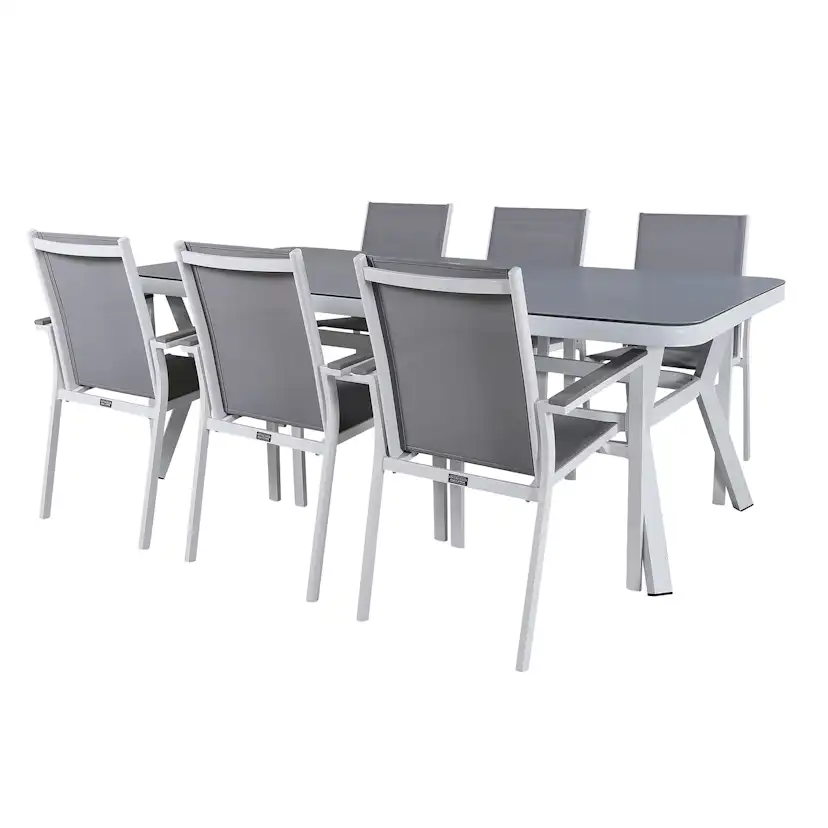 Matgrupp Utomhus Venture Home Virya 160x90 med 6 Parma Trädgårdsstolar