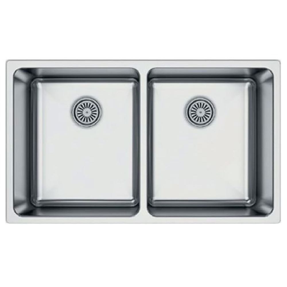 Diskho DecoSteel SQ3434 Rostfri Dubbel med Korgventil & Vattenlås