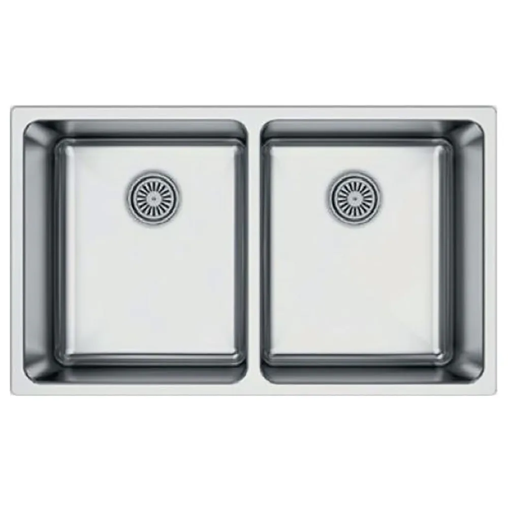 Diskho DecoSteel SQ3434 Rostfri Dubbel med Korgventil & Vattenlås