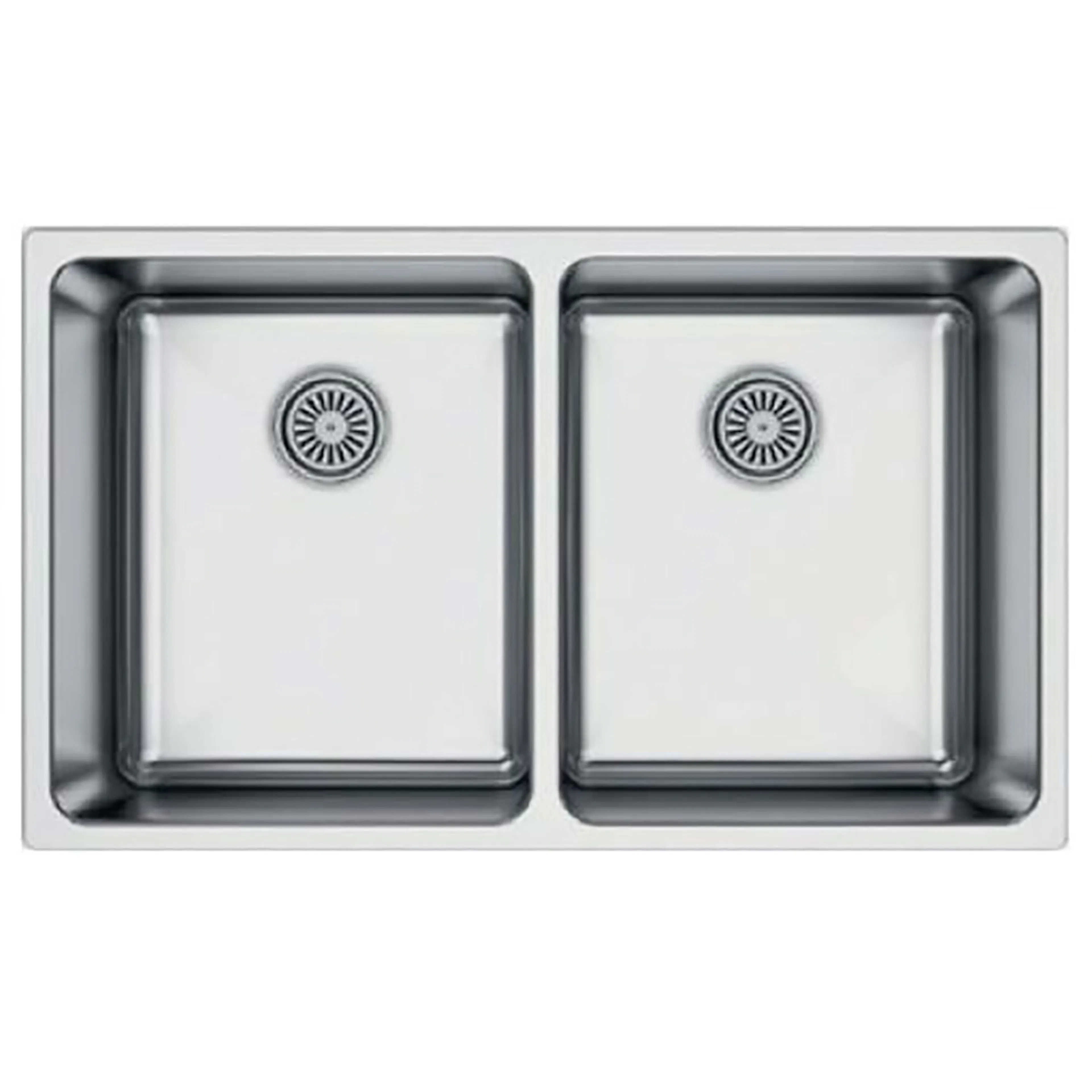 Diskho DecoSteel SQ3434 Rostfri Dubbel med Korgventil & Vattenlås
