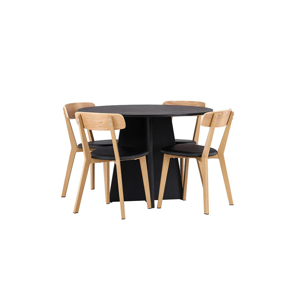 Matgrupp Venture Home Bootcut Ø110 cm med 4 Sanjos Stolar