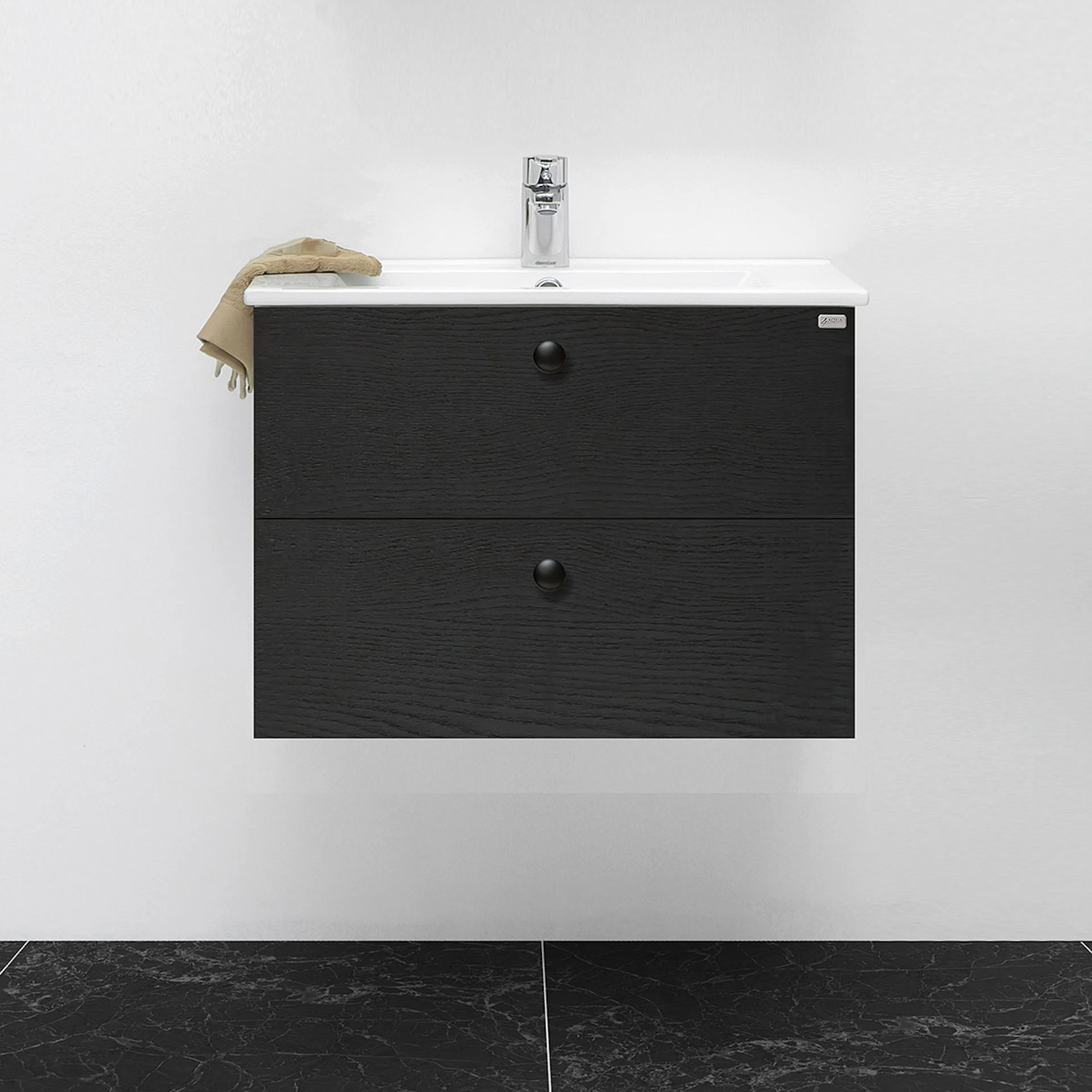4AQUA Slim med 2 lådor Svart Ek, 790 mm