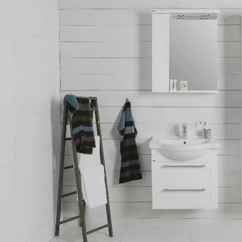 Möbelpaket Noro Newport 600 Matt Vit med Spegelskåp Vänster