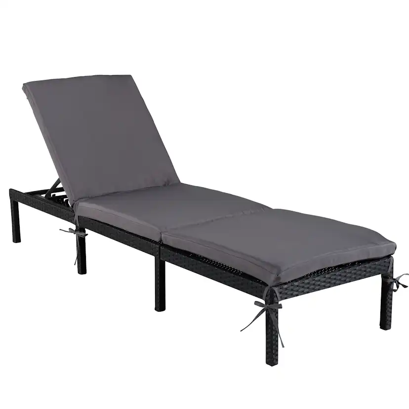 Bilbao sunlounge black wicker/grey cushion Svart/Grå