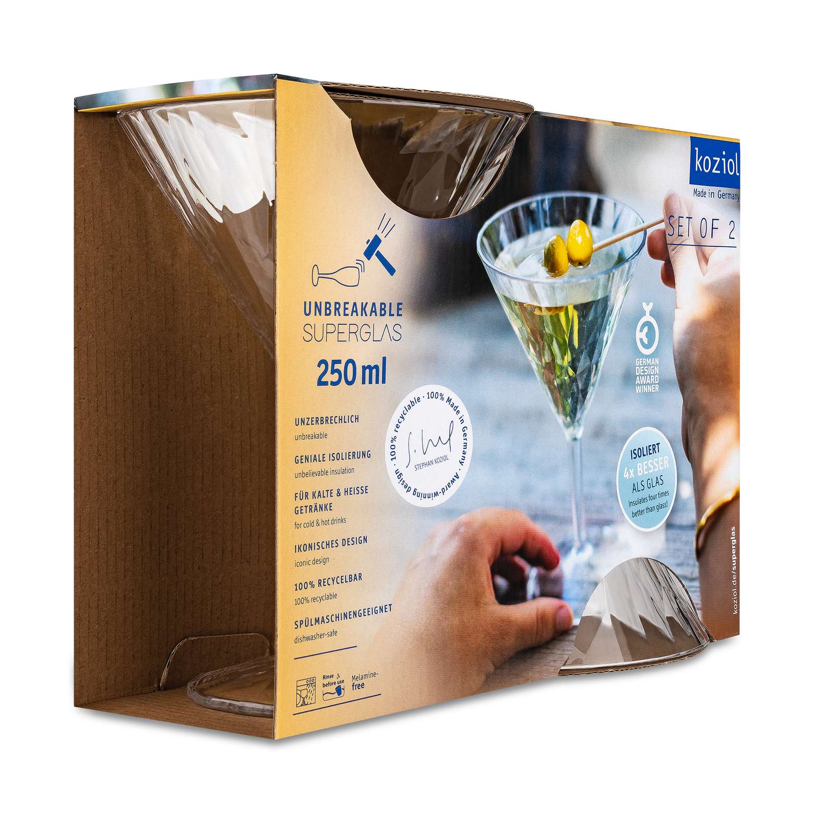 Martiniglas Koziol Club No. 12 250 ml Crystal Clear 2-pack