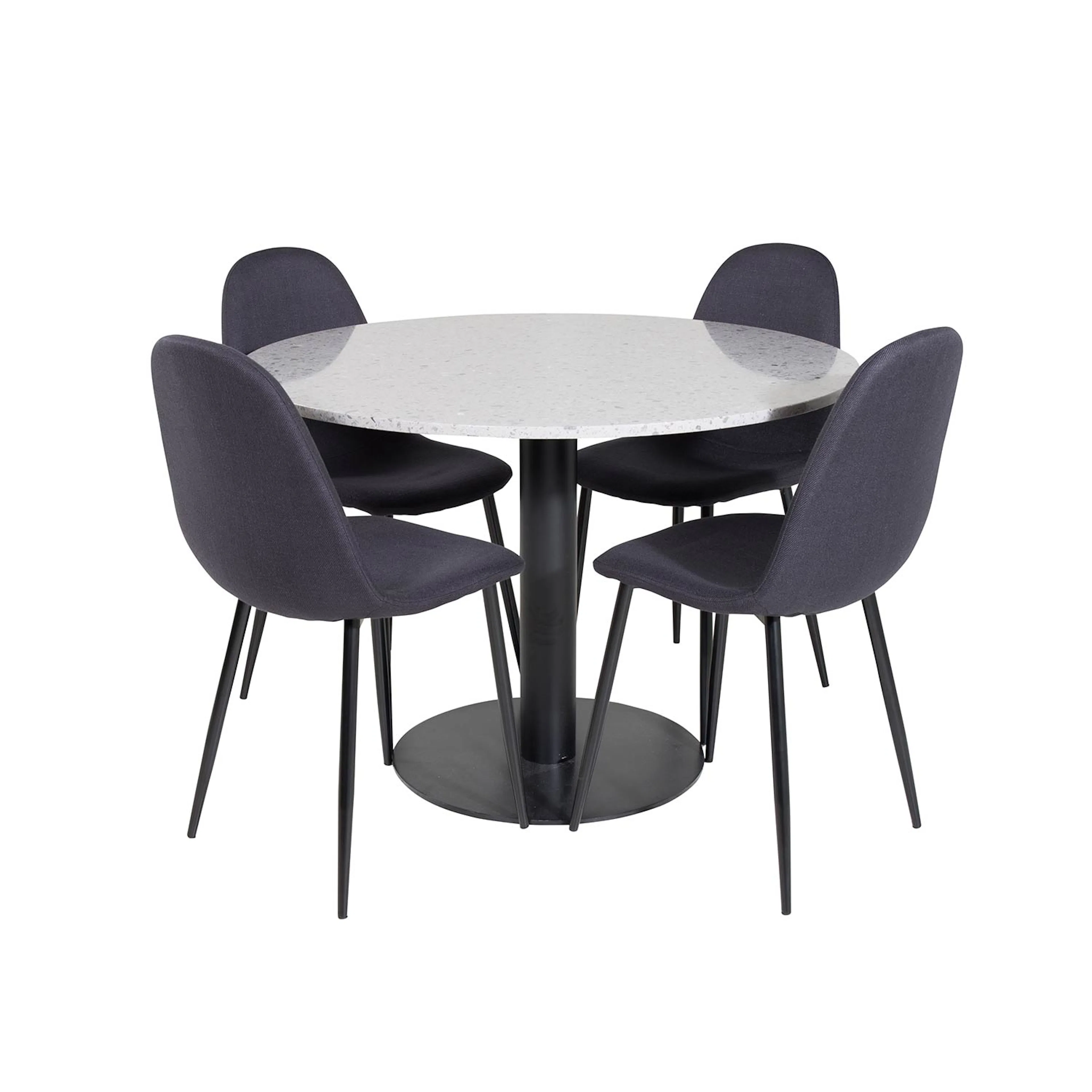 Razzia Table - Grey / Black+Polar Chair - Black Fabric_4 Grå/Svart