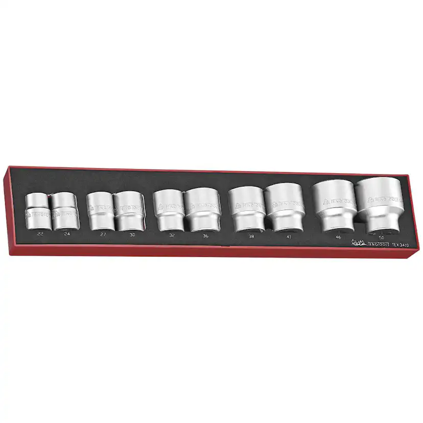 Hylssats 10 delars med 3/4 tum fyrkantsfäste Teng Tools TEX3410
