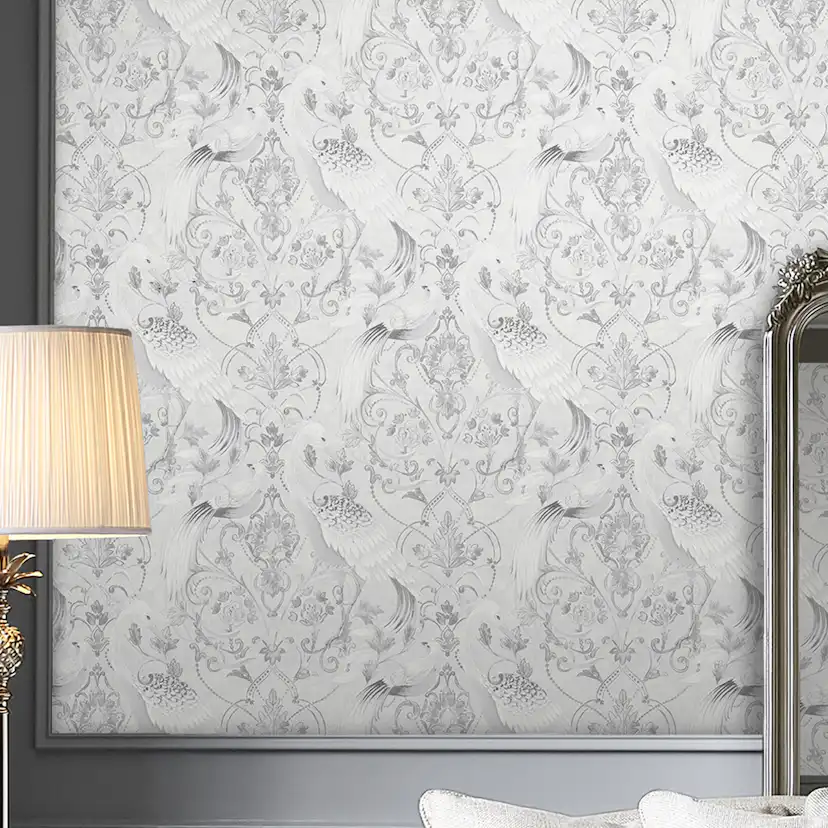 Tapet Laura Ashley Tregaron Silver 119868 EasyUp, Mönstrad Silver