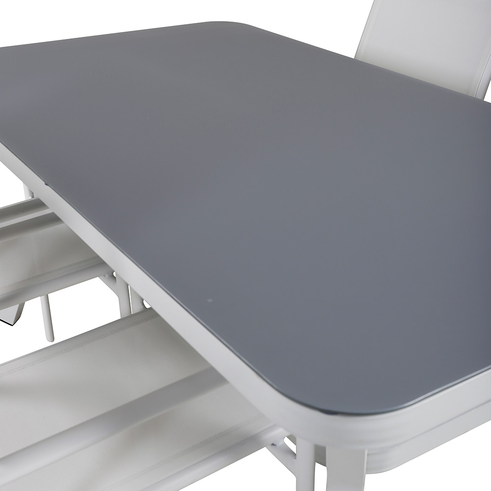 Matgrupp Venture Home Vyn Vit med 4 Samba Stapelbara Matstolar