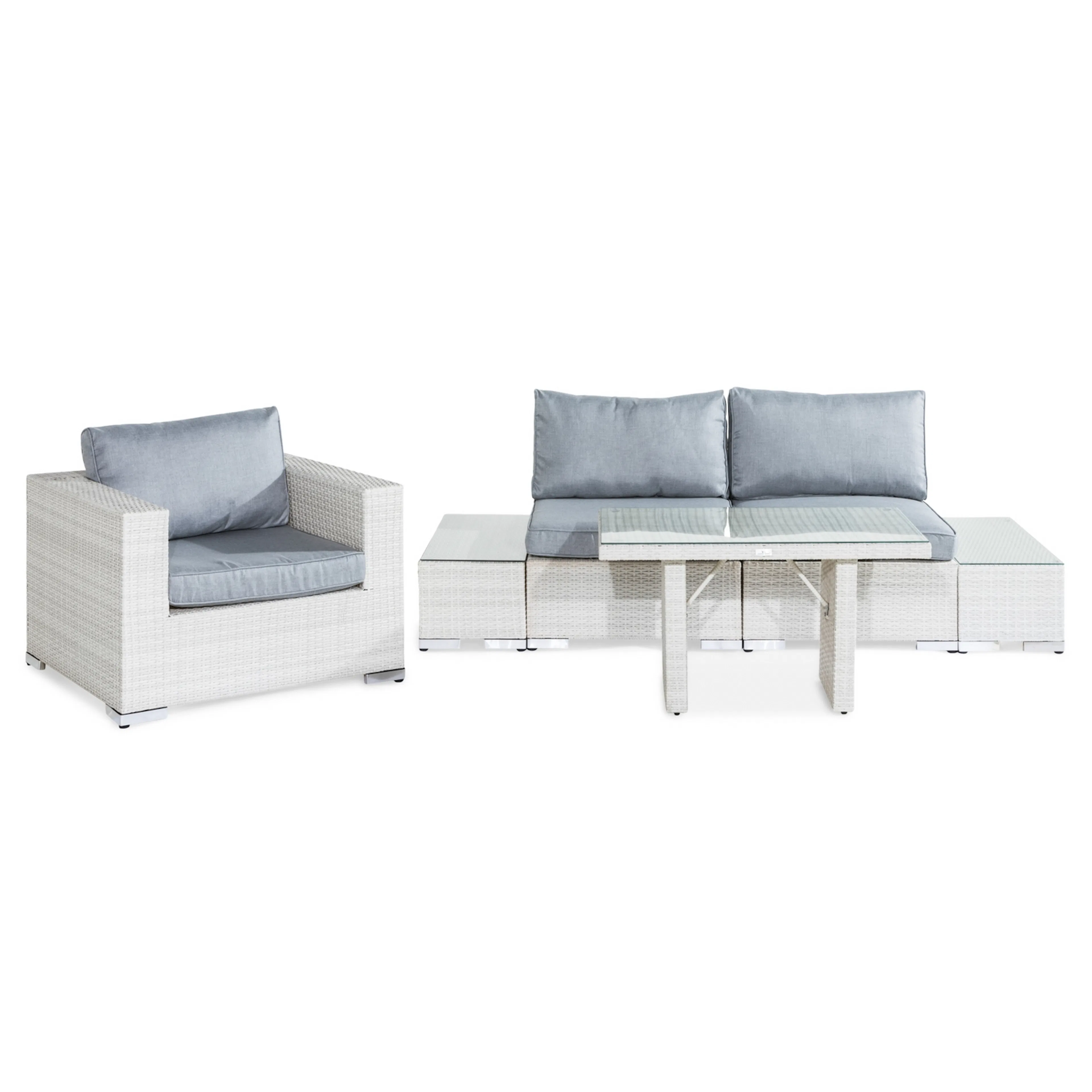 Loungegrupp Comfort Garden Bahamas 3-sits med Dubbla Avslut, Bord 100x60 och Utefåtölj Utomhus