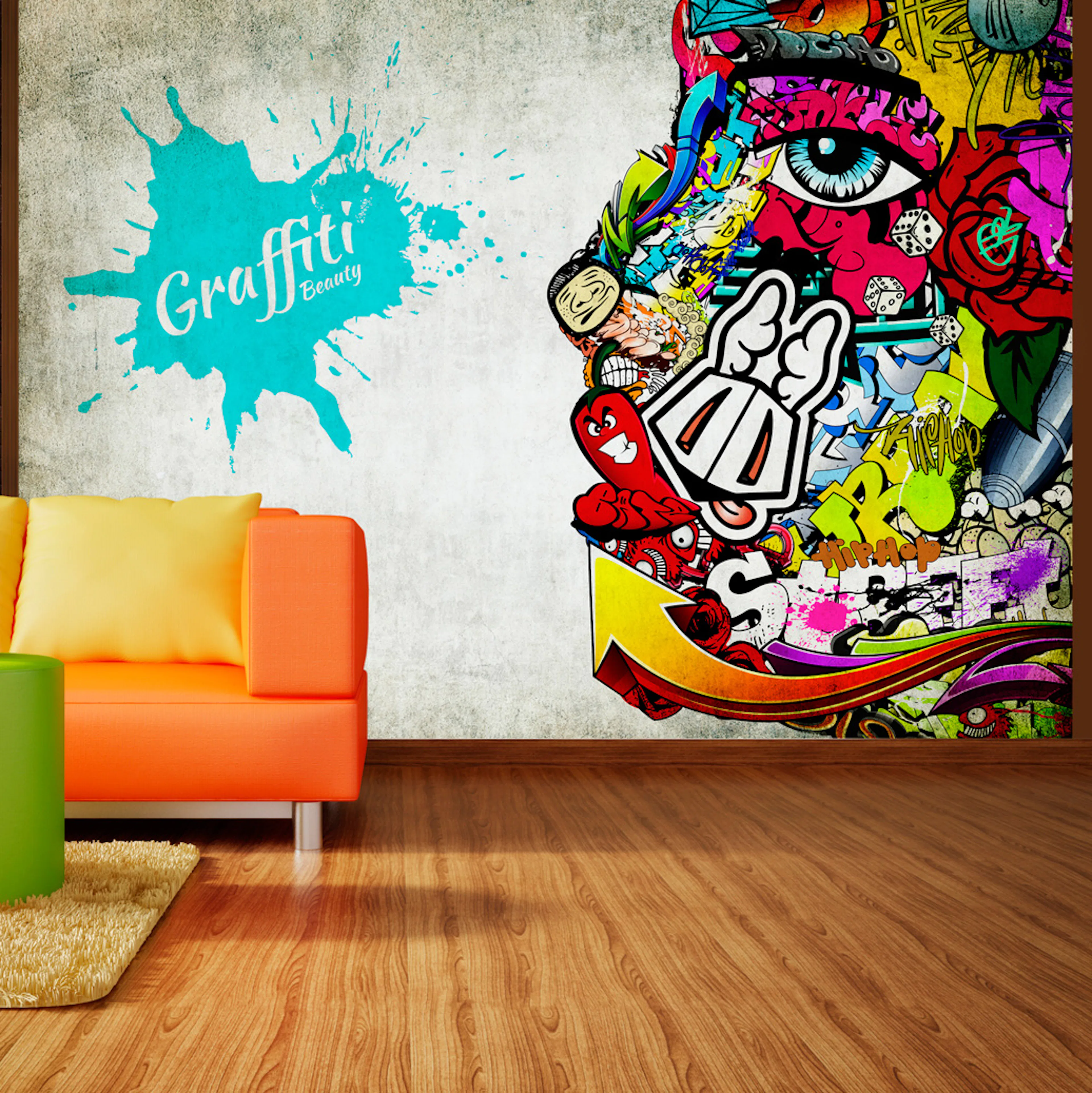 Fototapet Arkiio Självhäftande Graffiti Beauty