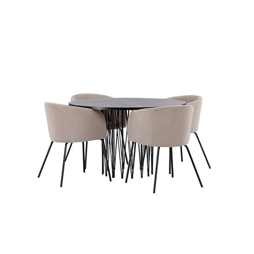 Matgrupp Venture Home Stone Ø120 cm med 4 Berit Stolar
