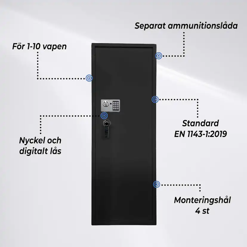 Vapenskåp Trekker AS1000 V2 för 10 Vapen med Digitalt Lås