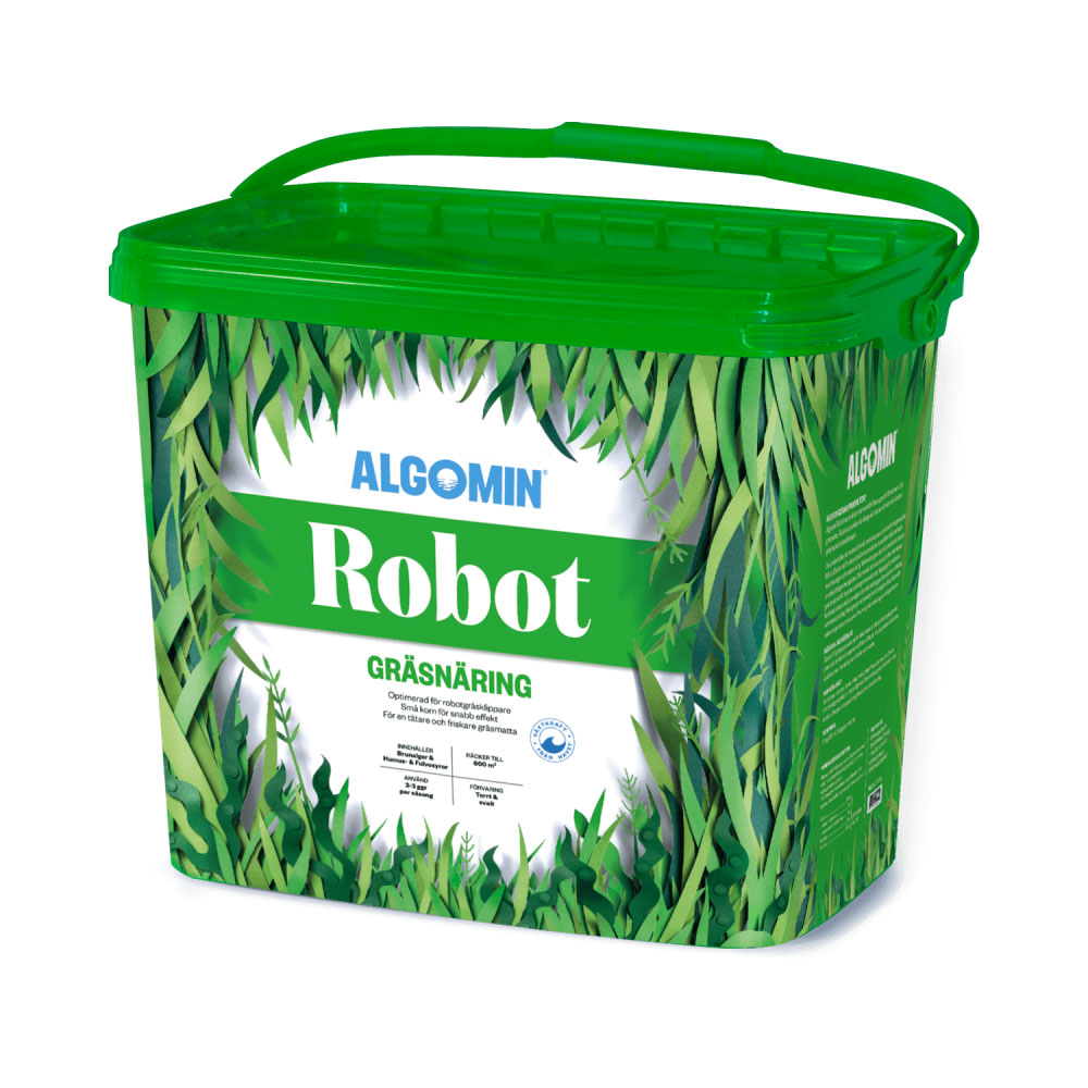 Gräsgödsel Algomin Robot 10 kg, Granulat för 600 m² Gräsmatta, Miljövänlig & Barnsäker