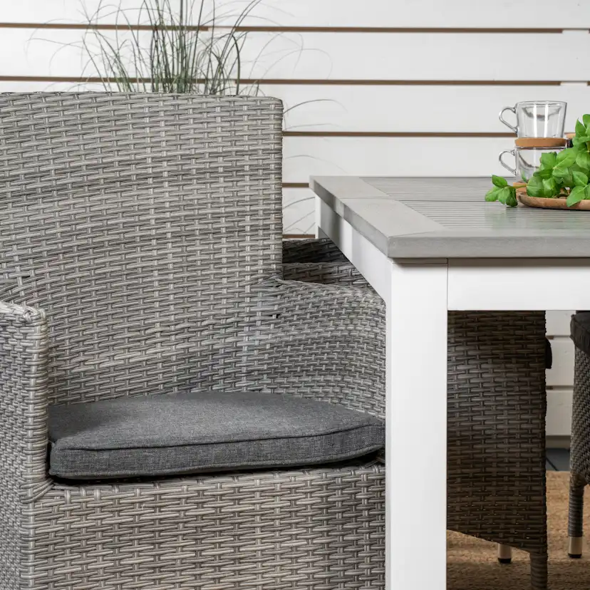 Albany Dining Table 152/210*90 - White Alu / Grey Aintwood+M Grå