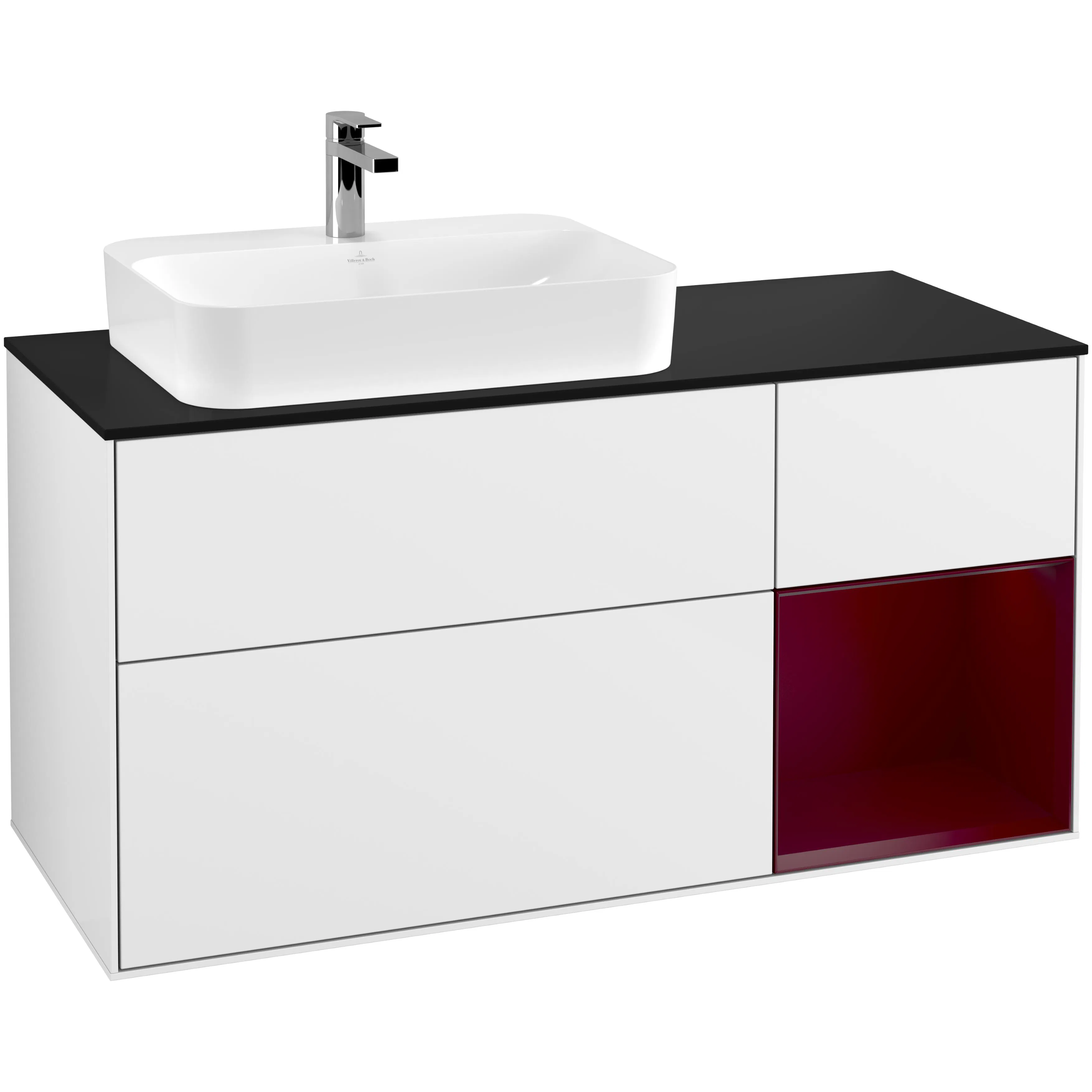 Tvättställsskåp Villeroy & Boch Finion med 3 Lådor Hylla och Bänkskiva för Ocentrerat Ytmonterat Tvättställ