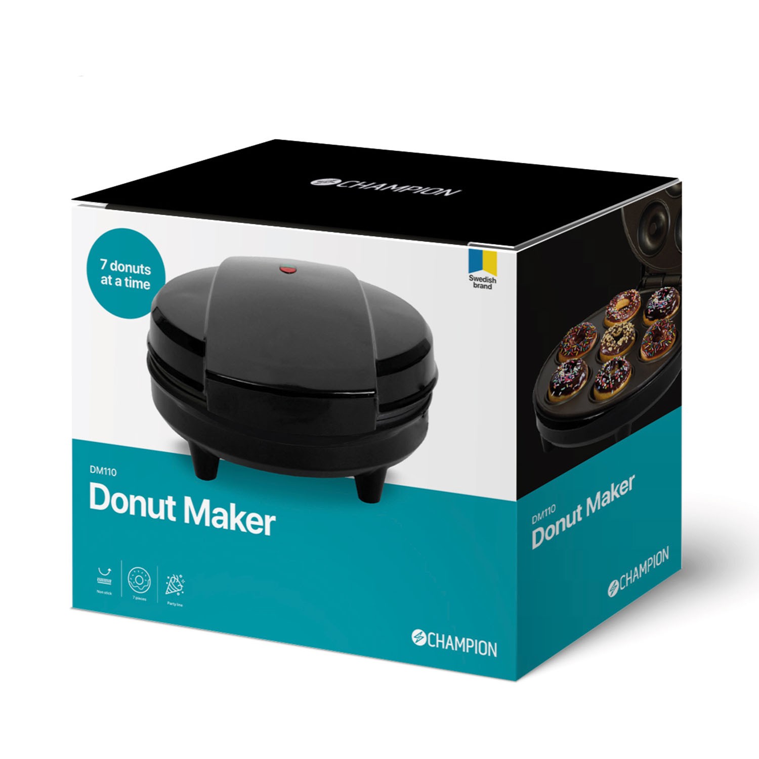 Donut Maker Champion 7 Munkar 700W DM110 Svart