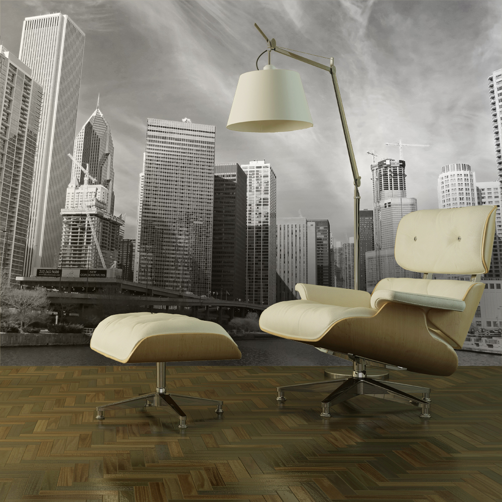 Fototapet Arkiio Chicago Skyline Svartvitt