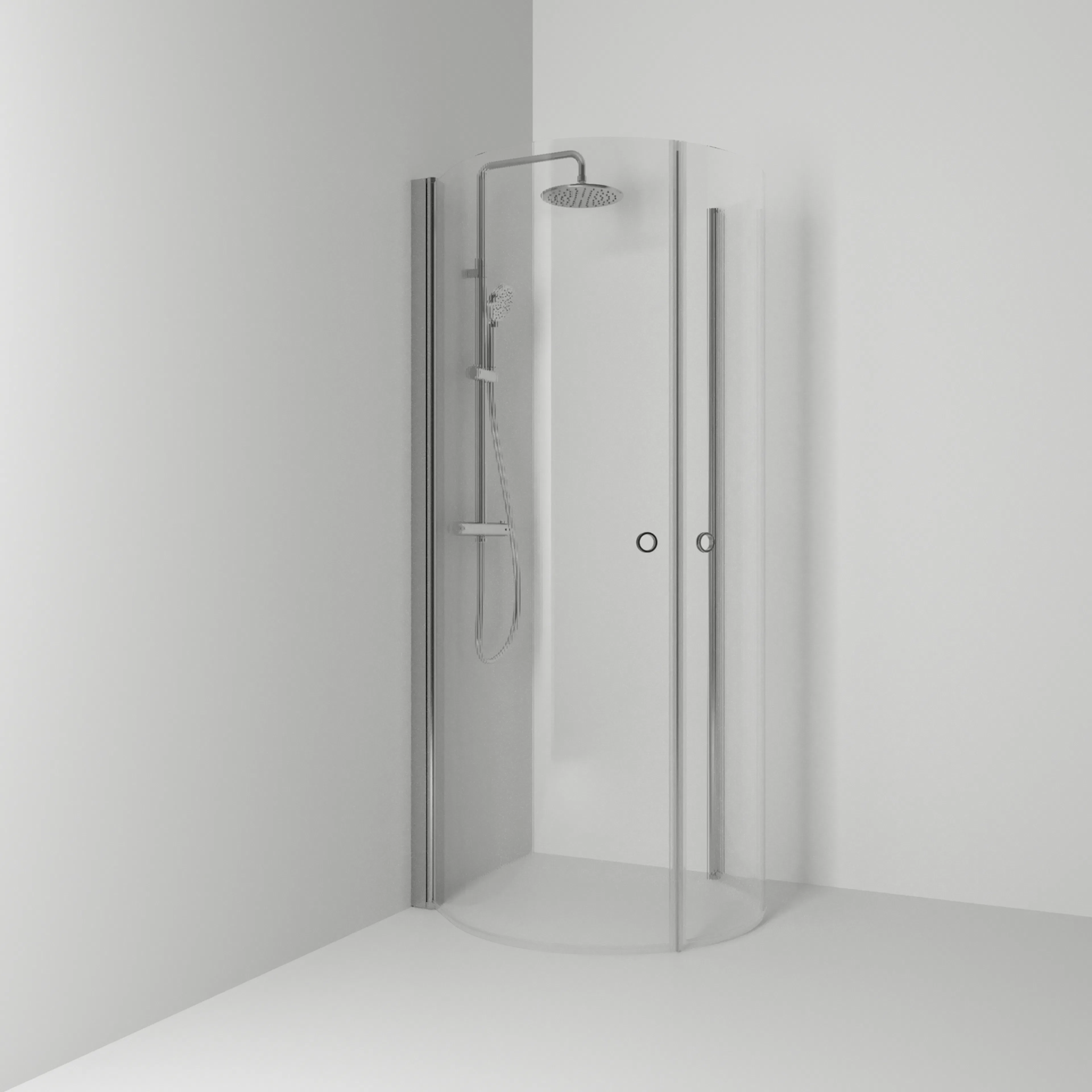 Rund Dusch Skoga HG Ma/Kl95x80 95x83x198 Alu matt/Klarglas