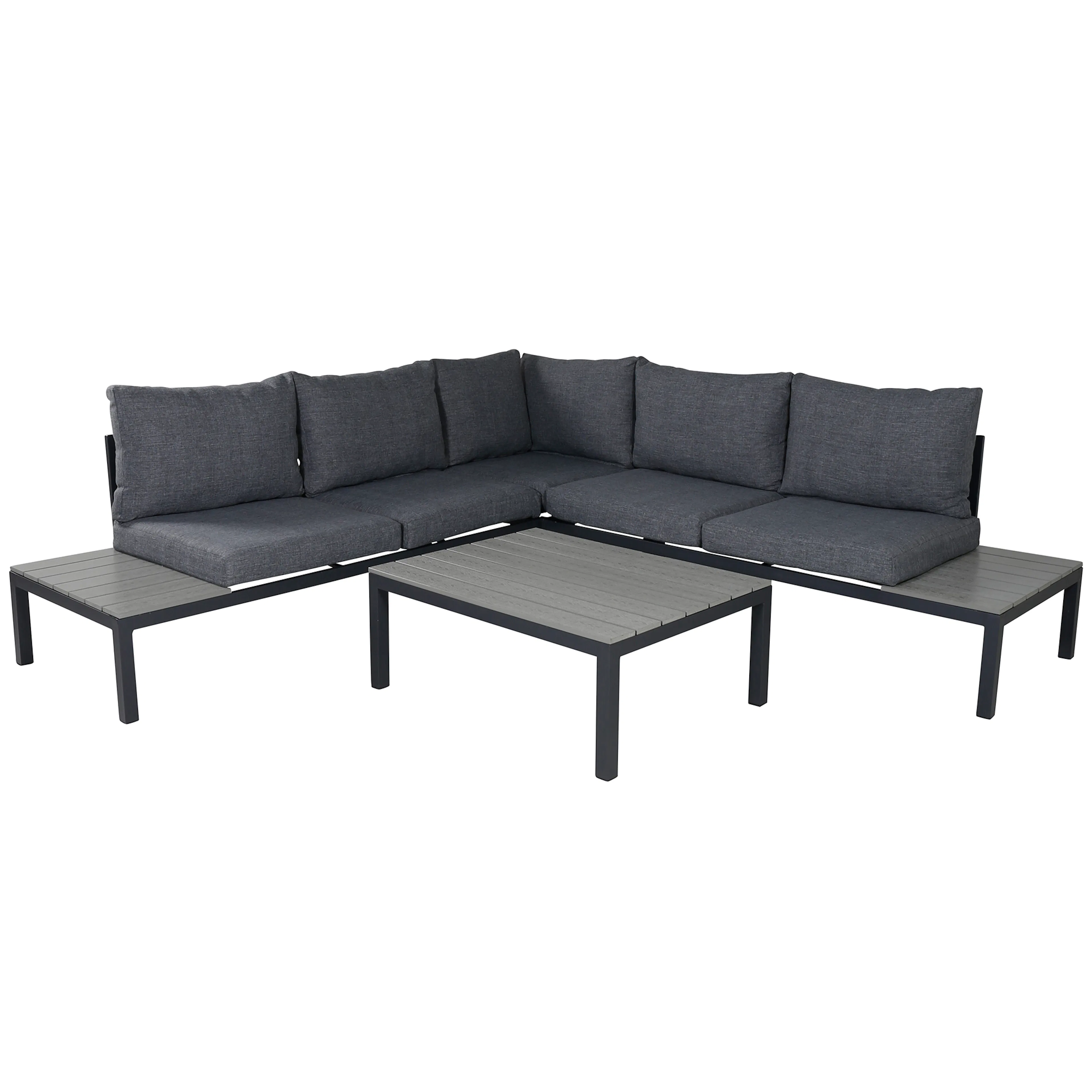 Odense sofa set- - BLACK alu / Grey Cushion / Grey Aintwood Svart/Grå