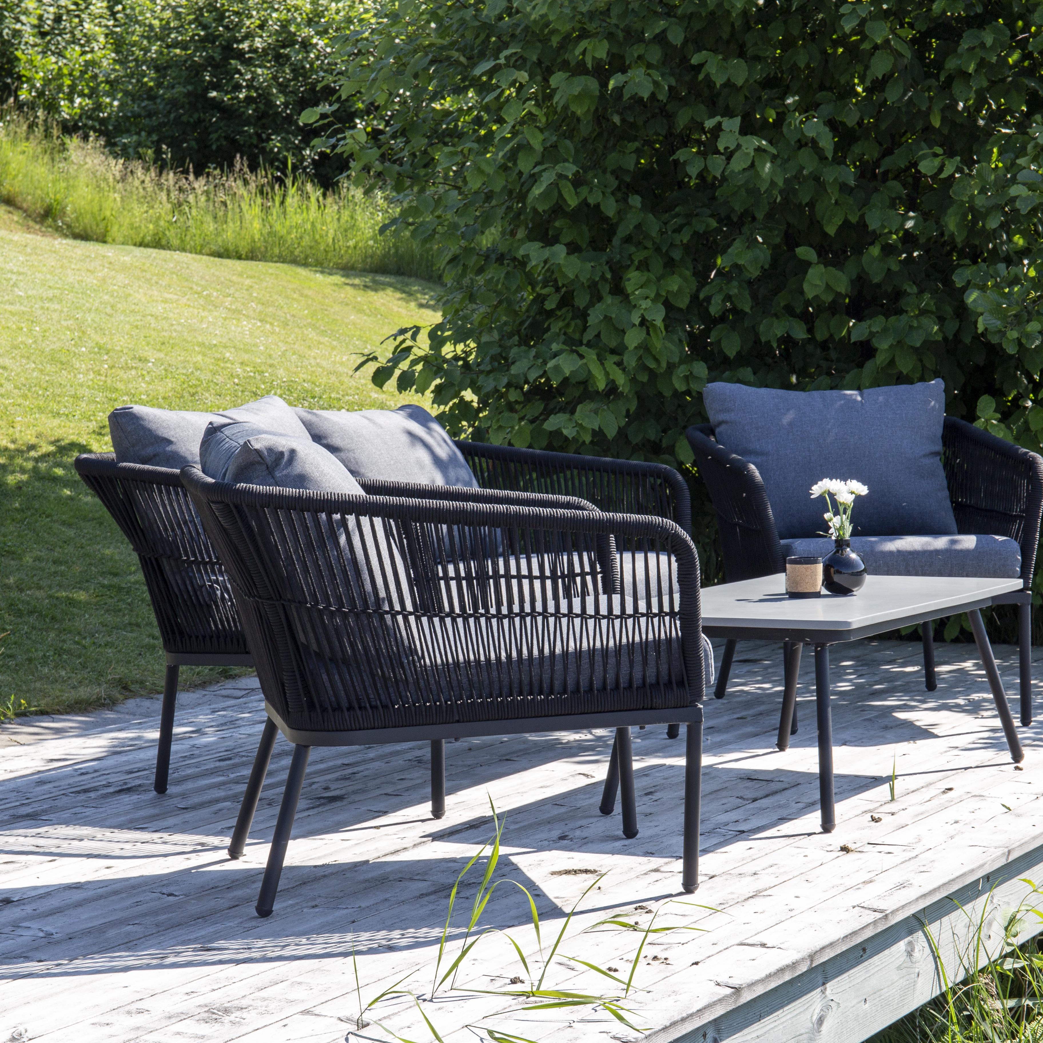 Loungegrupp Venture Home Leon, 2-Sits Soffa, 2 Fåtöljer & Bord - Inklusive Dynor