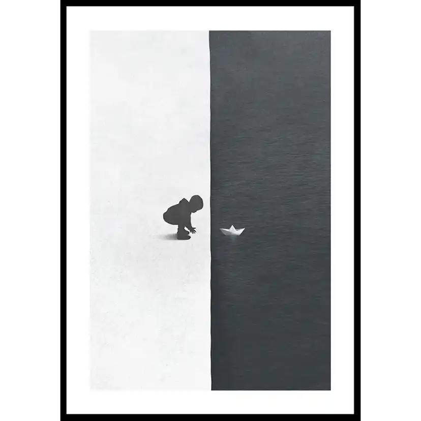 Poster Gallerix Child With Boat Contrast
