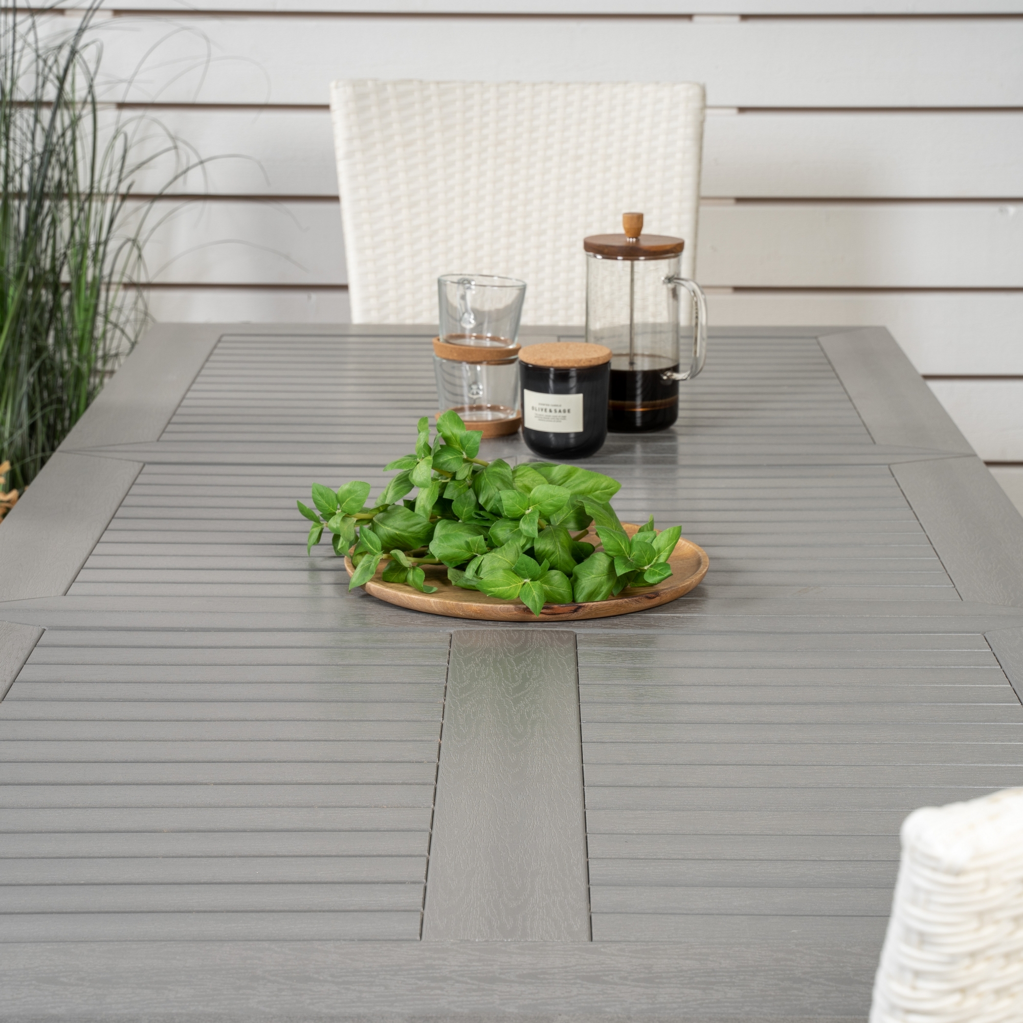 Albany Dining Table 152/210*90 - White Alu / Grey Aintwood+P Vit/Grå