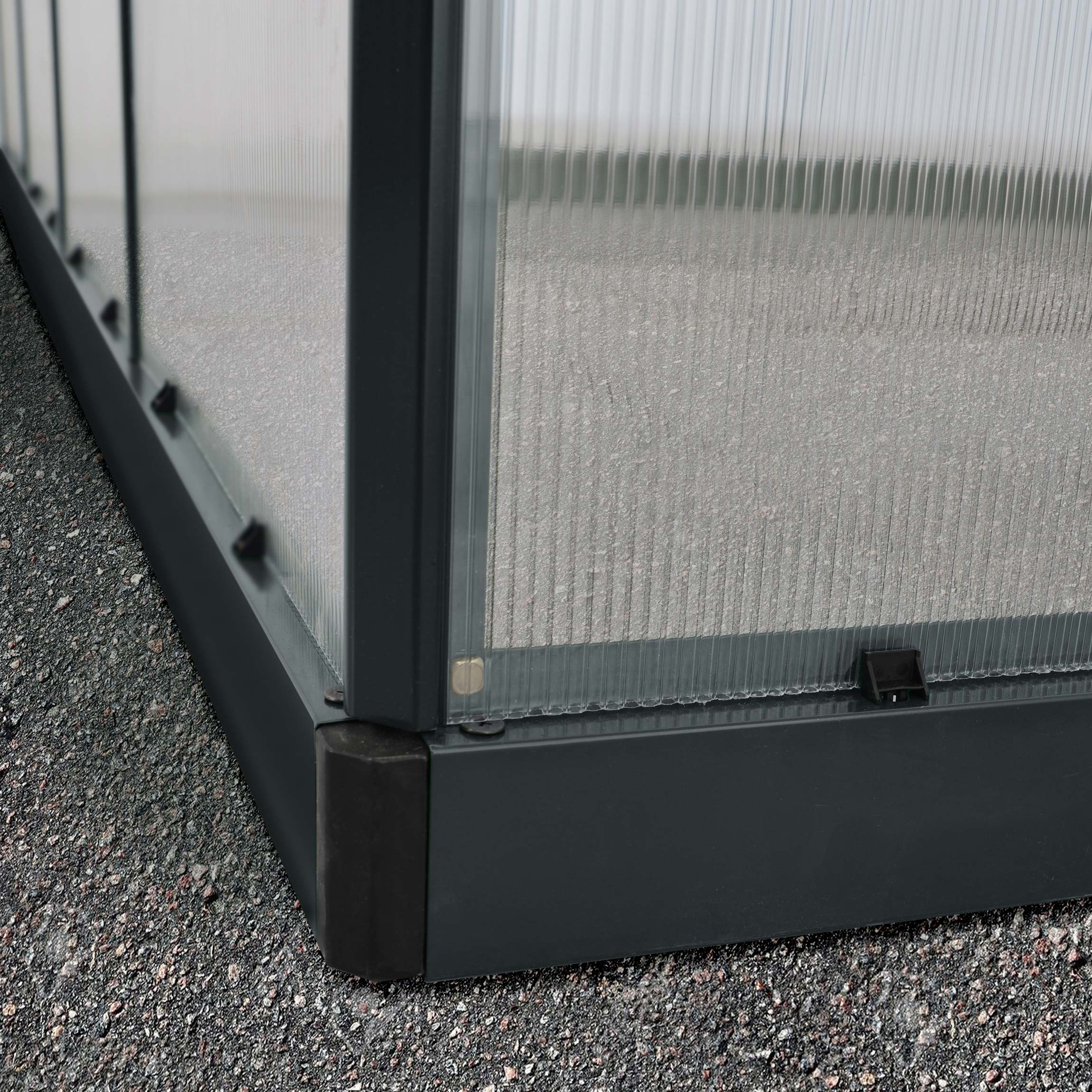 Växthus gop Mythos, Svart Aluminiumstomme med UV-Skyddade Polykarbonatskivor, 3,4 m²