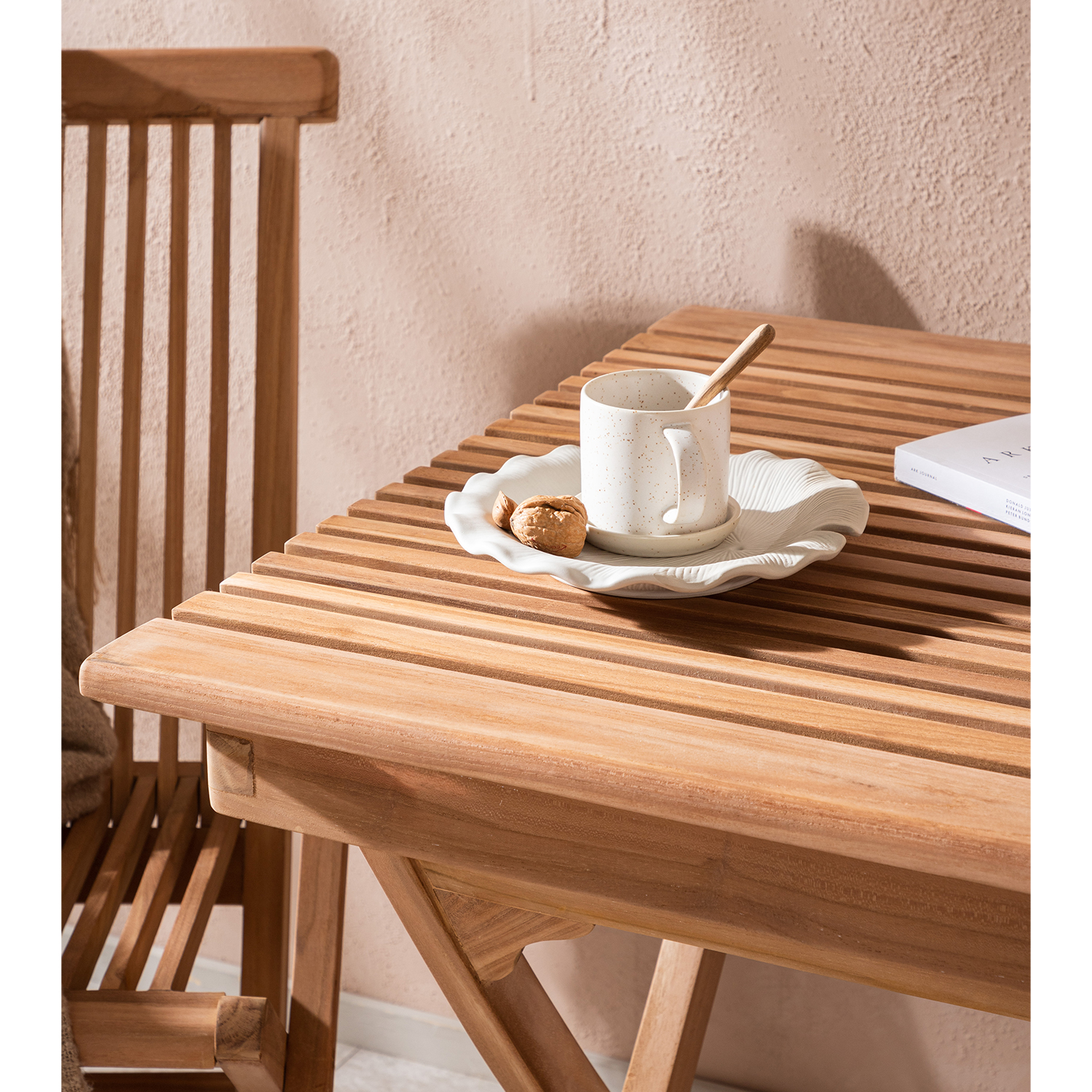 Cafégrupp Venture Home Ghana 70x70 med 2 Kenya Fällbara Stolar med Armstöd