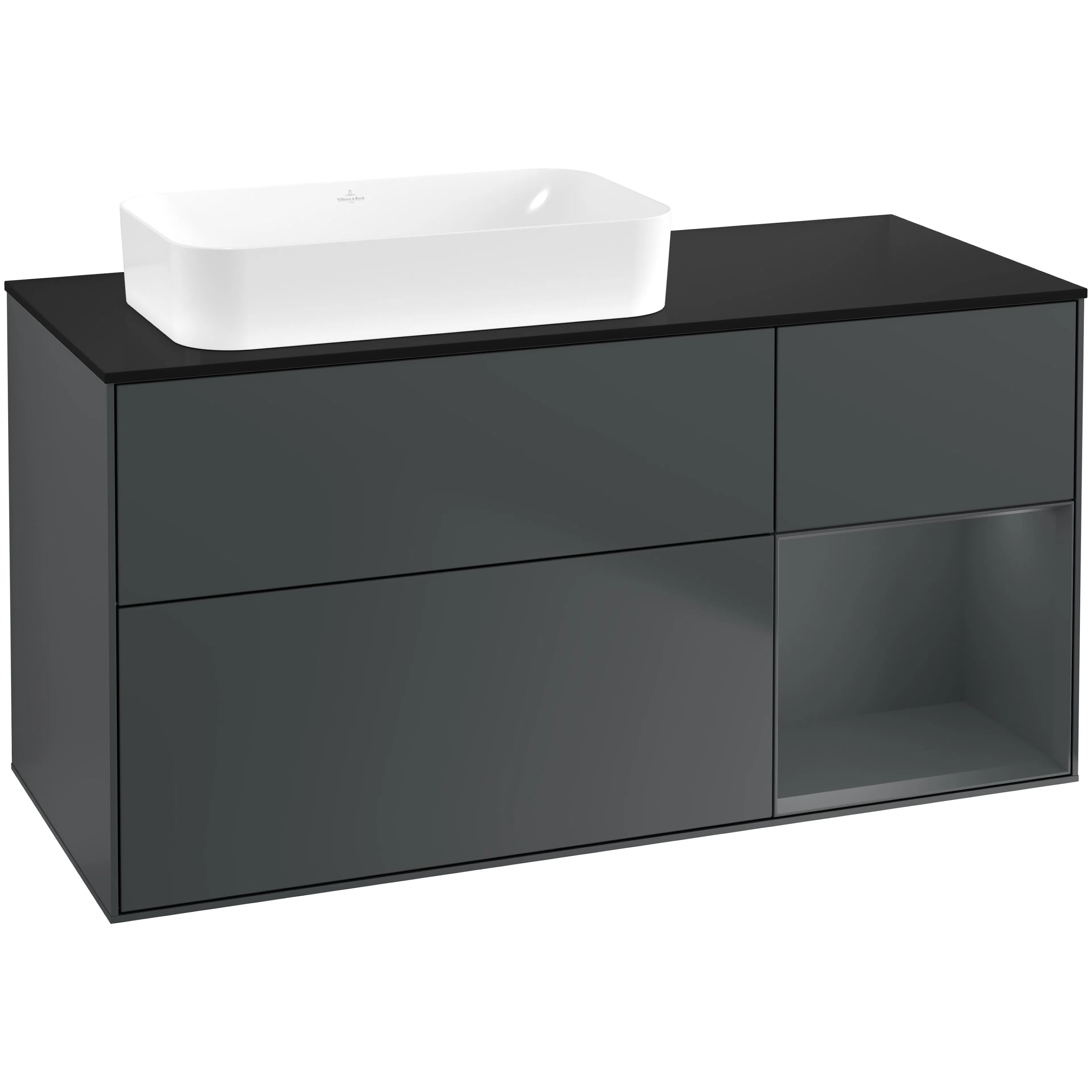 Tvättställsskåp Villeroy & Boch Finion med 3 Lådor Hylla och Bänkskiva för Ocentrerat Fristående Tvättställ