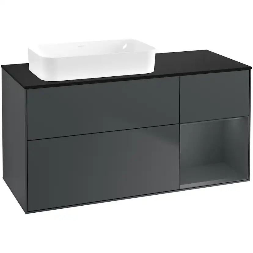 Tvättställsskåp Villeroy & Boch Finion med 3 Lådor Hylla och Bänkskiva för Ocentrerat Fristående Tvättställ