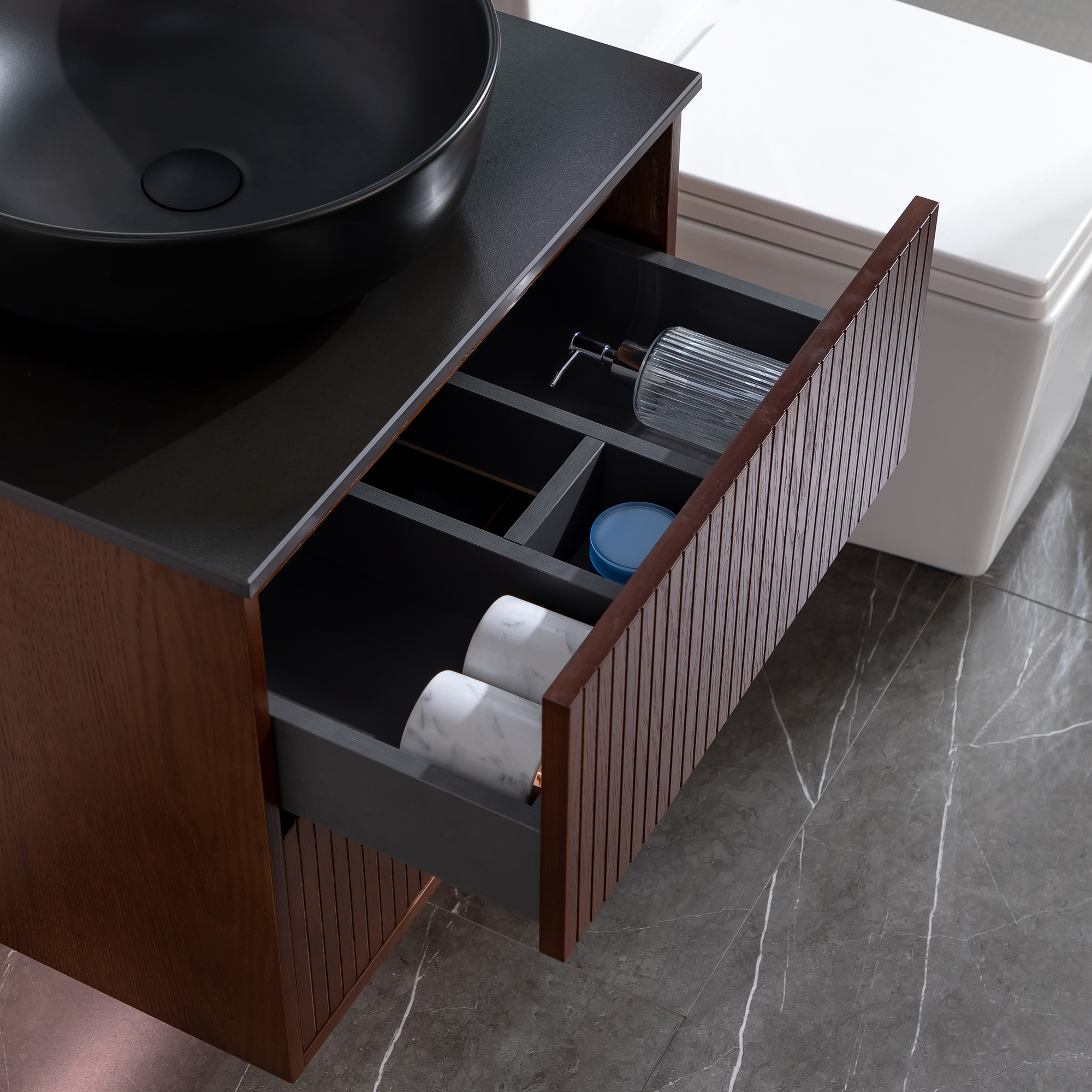 Washbasin Cabinet Bathlife FÖRTJUST 60 Brown oak Bredd: 600 mm