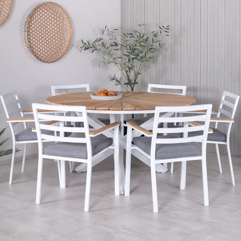 Matgrupp Venture Home Mendi Rund med 6 Bury Stolar