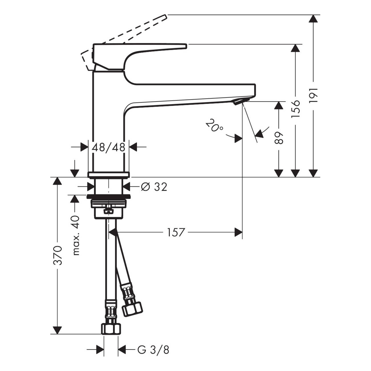 Tvättställsblandare Hansgrohe Metropol 100 med Push-Open