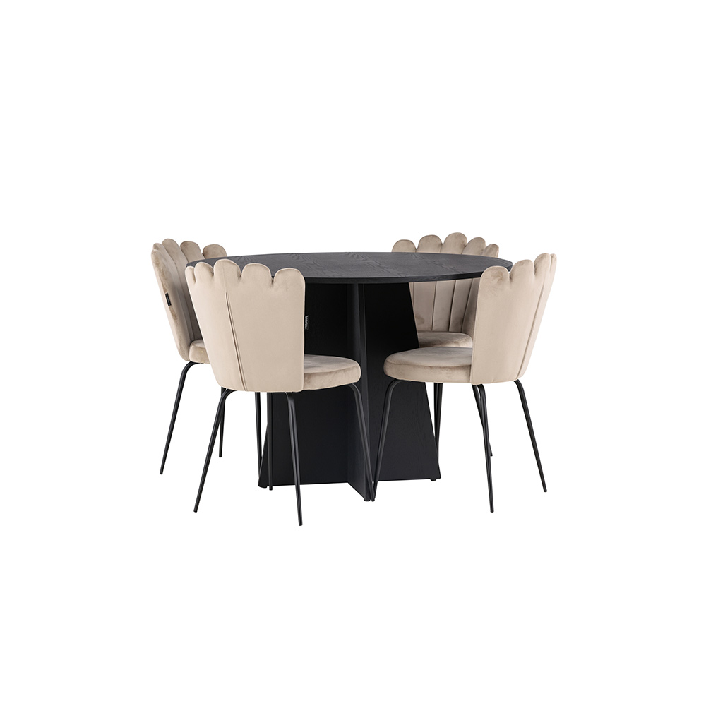 Matgrupp Venture Home Bootcut Ø110 cm med 4 Limhamn Light Stolar