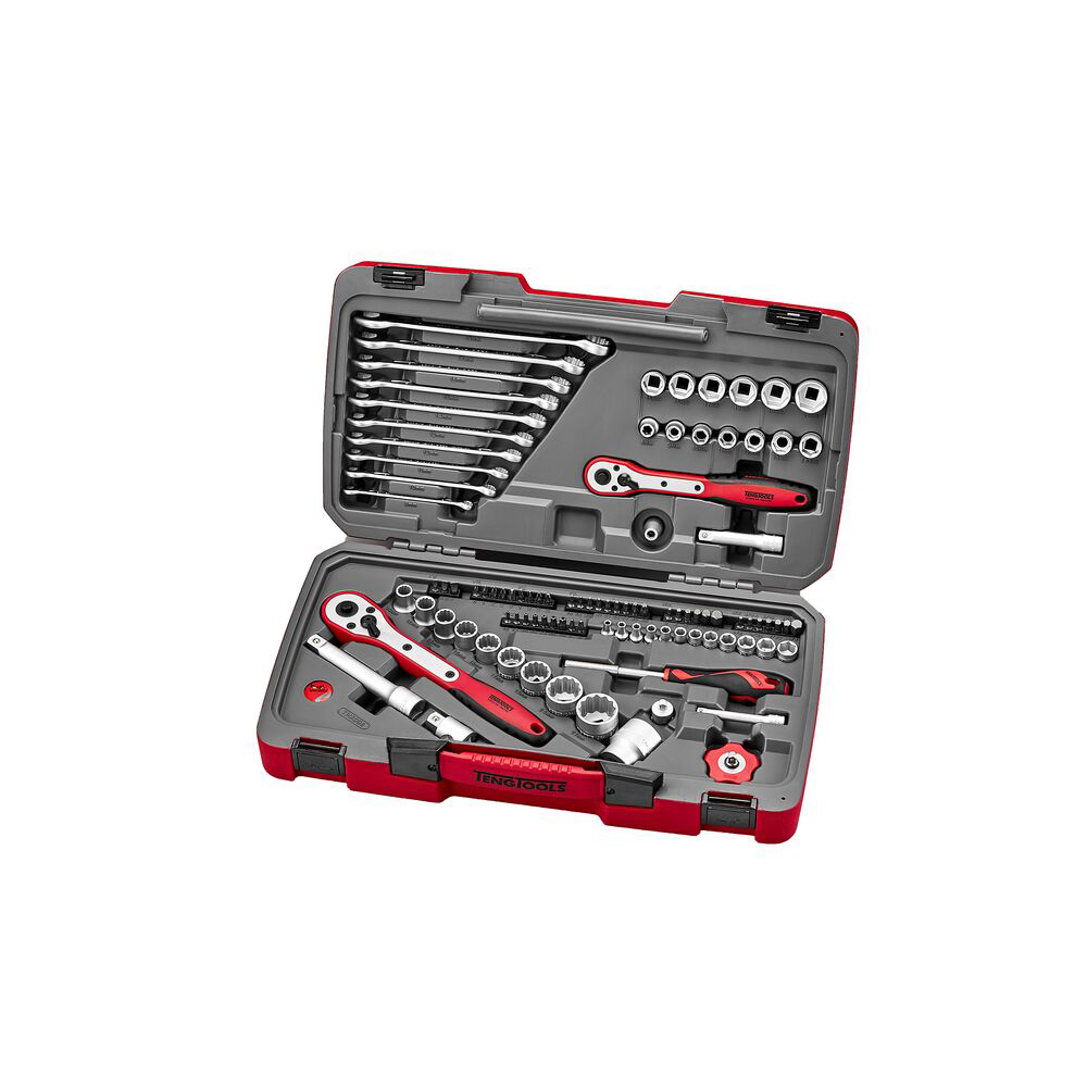 Hylsnyckelsats Teng Tools TMX098 med 98 delar (1/4 tum, 3/8 tum och 1/2 tum fäste)